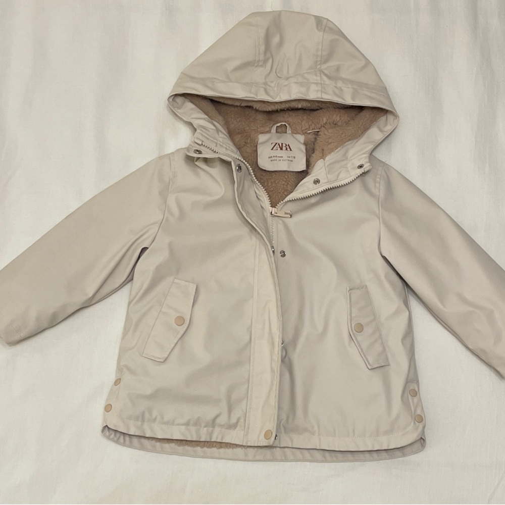 Zara Kids Beige Hooded Raincoat